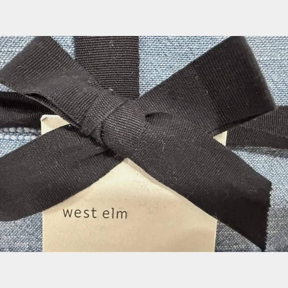 West Elm Reese Linen Cotton Standard Sham Denim Blue Textured Modern Minimalist